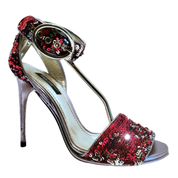 💄Red & Silver Sequin Heels - Picture 5 of 16